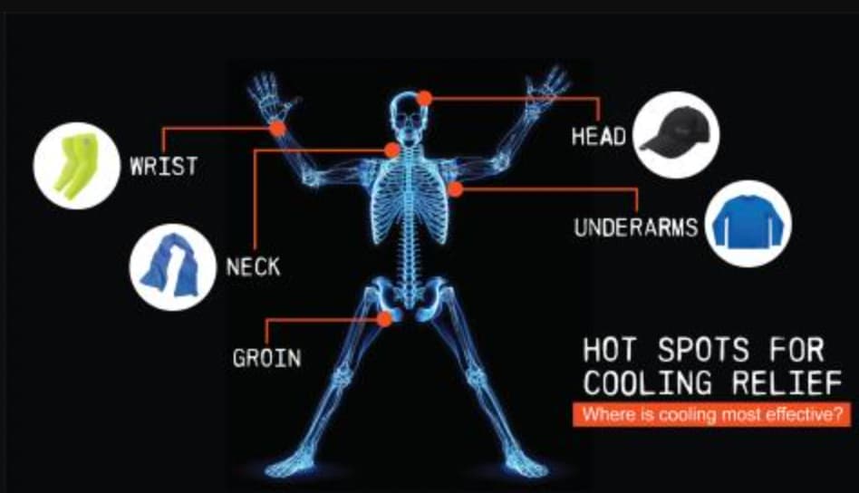 screenshot - Wrist Neck Head Underarms Groin Hot Spots For Cooling Relief Where is cooling most effective?